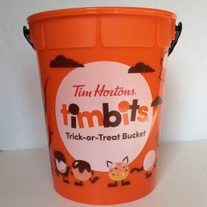 Tim Hortons 2022 Timbits Trick-or-Treat Plastic Bucket Orange Halloween No Lid